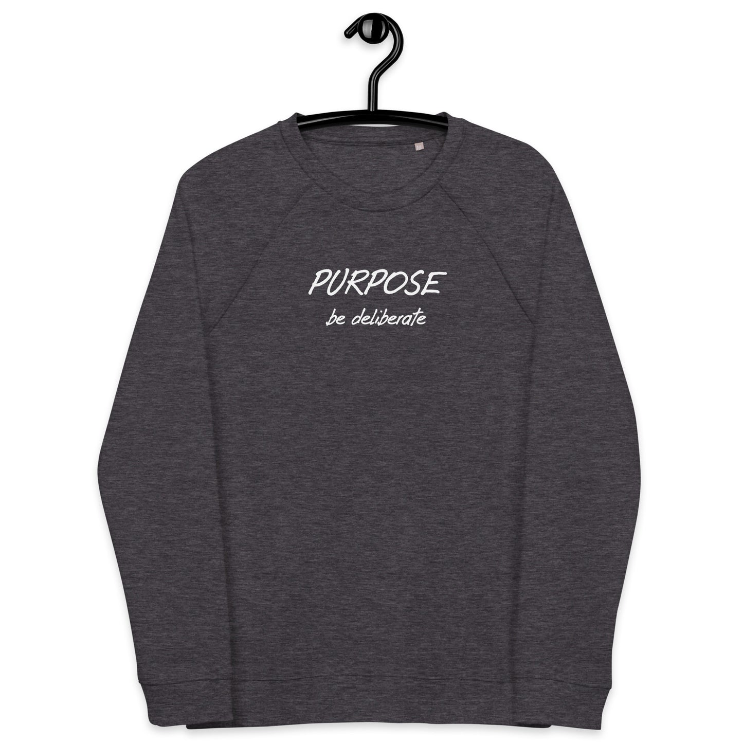 Purpose unisex organic raglan sweatshirt