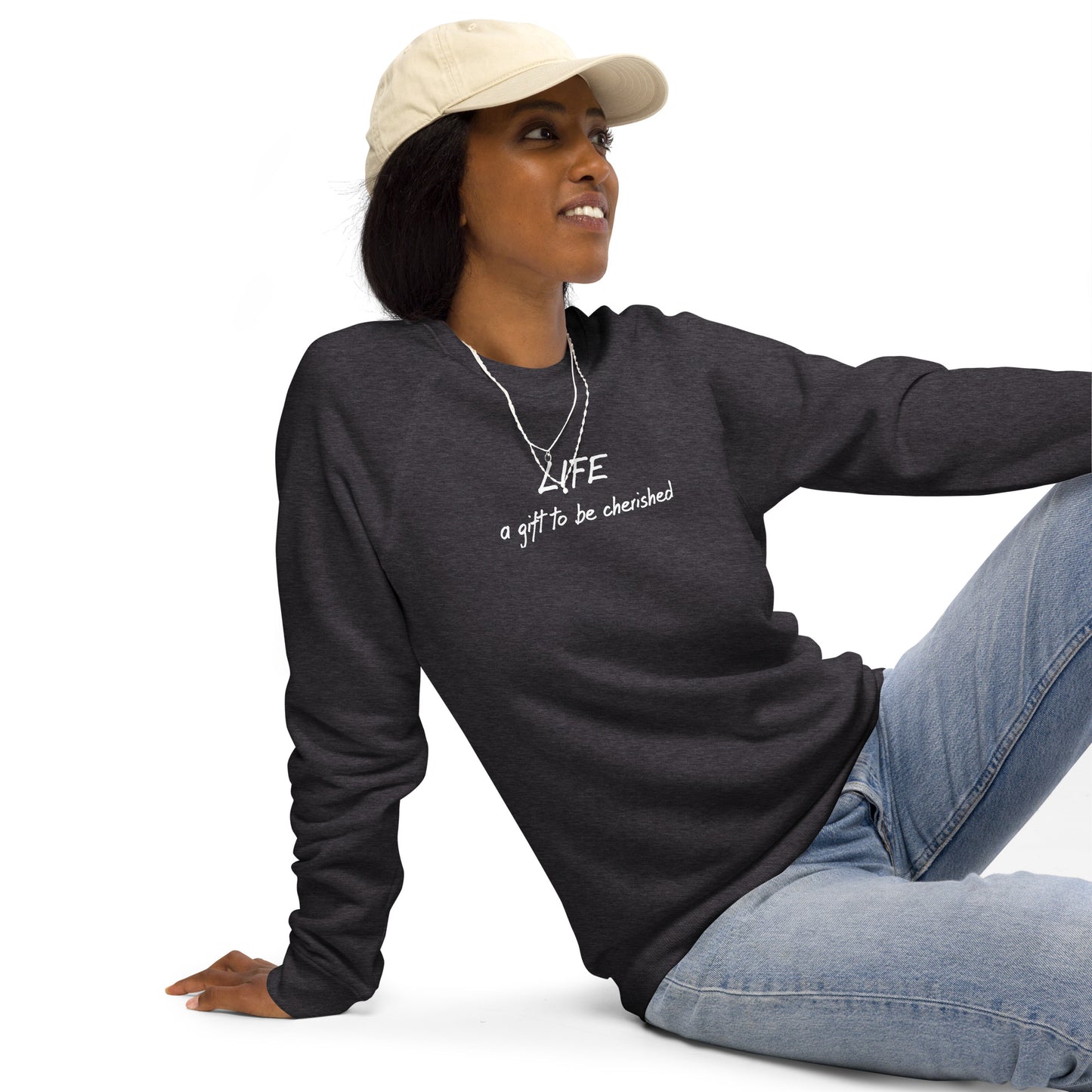 Life unisex organic raglan sweatshirt