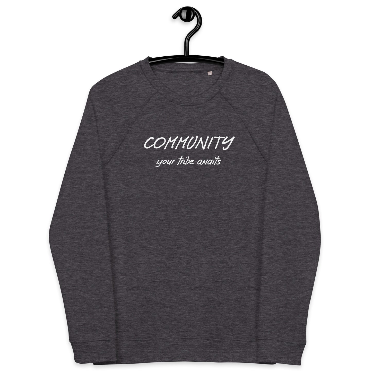 Community unisex organic raglan sweatshirt